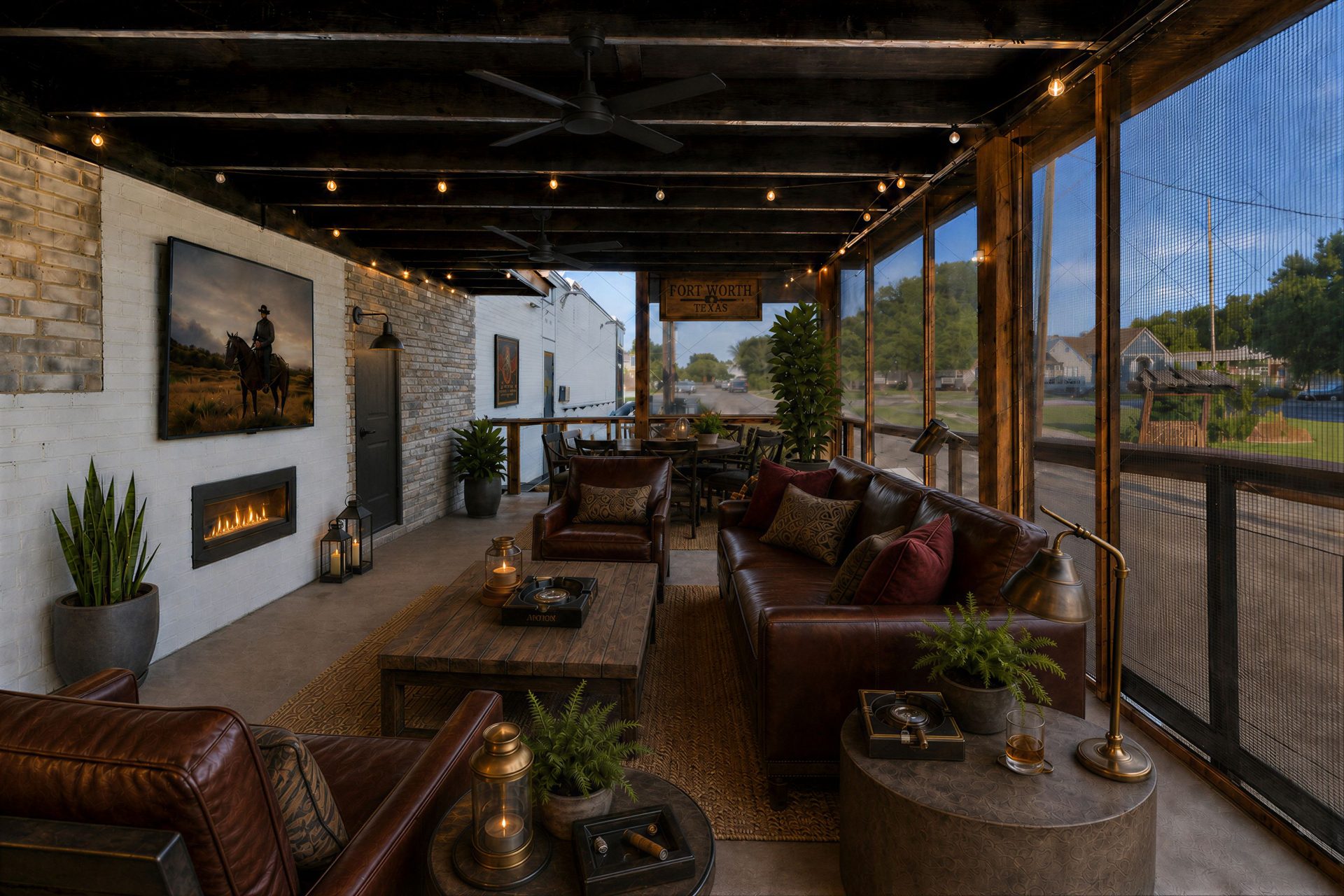 The Patio cigar lounge at 3 Point private members club, Fort Worth