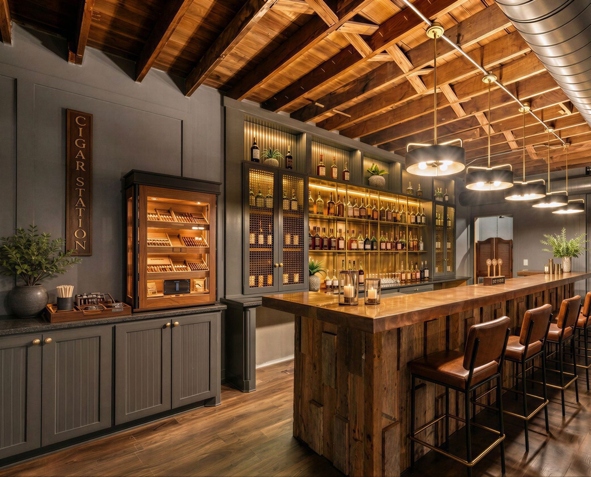 The Cigar Station patio at 3 Point private members club, Fort Worth