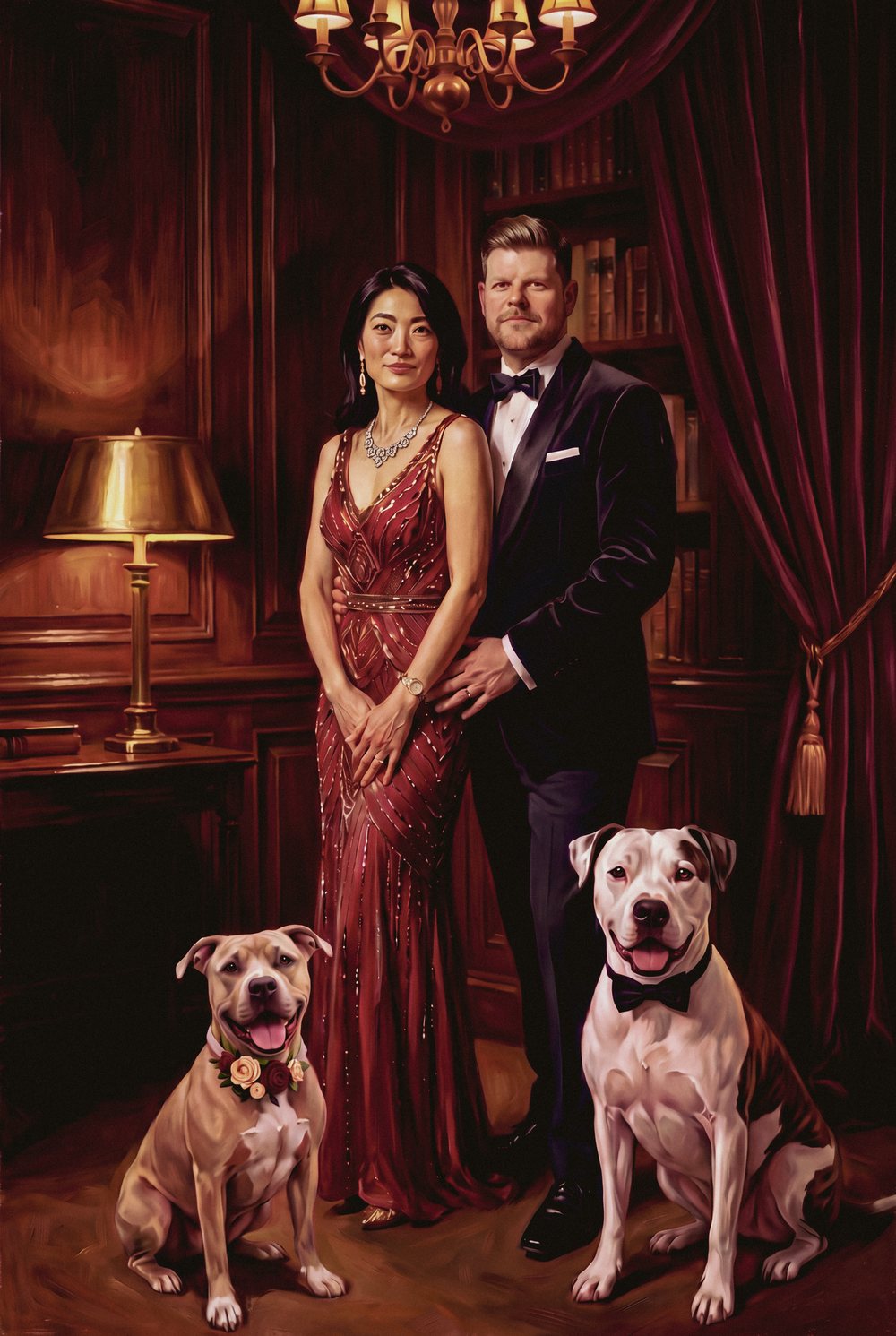 David and Jenn Pfahlert, founders of 3 Point, a Fort Worth private members club, in the library