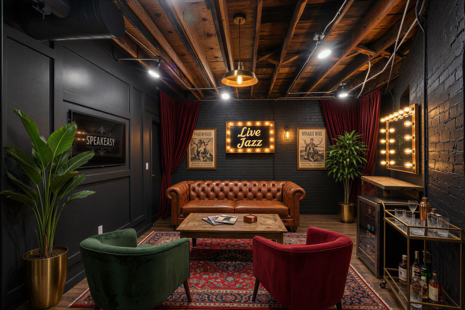The Green Room backstage lounge at 3 Point Fort Worth